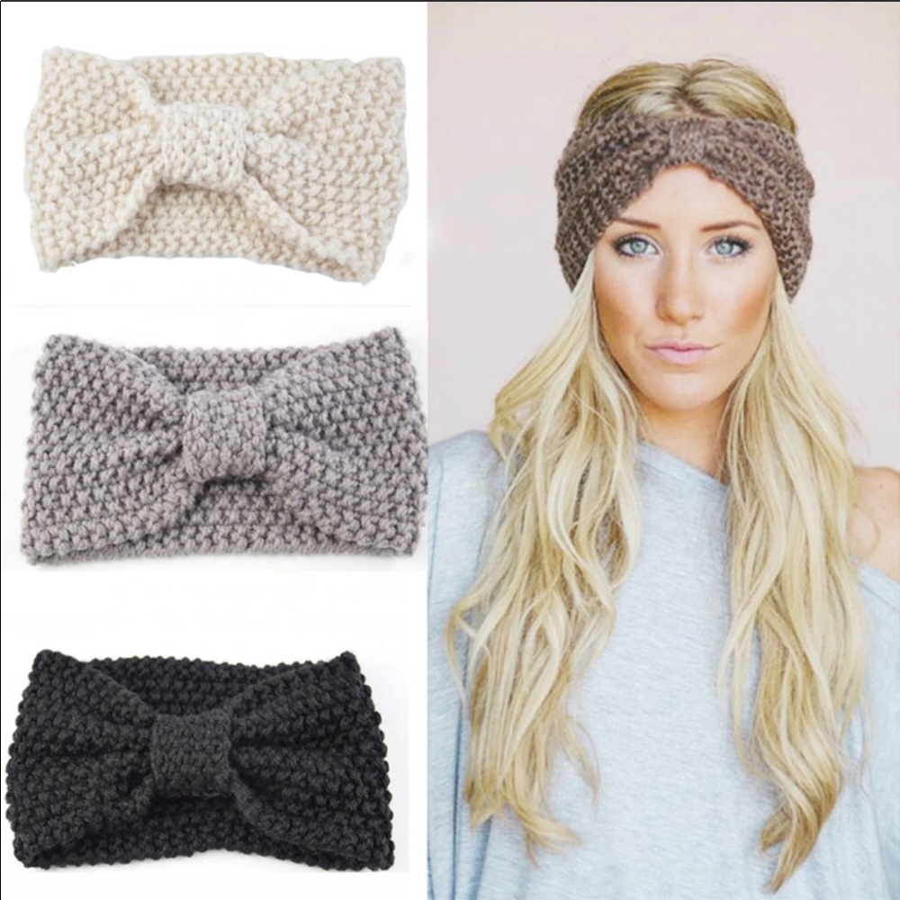 HP! ⭐️ Black Knitted Bow Headband - Picture 2 of 2